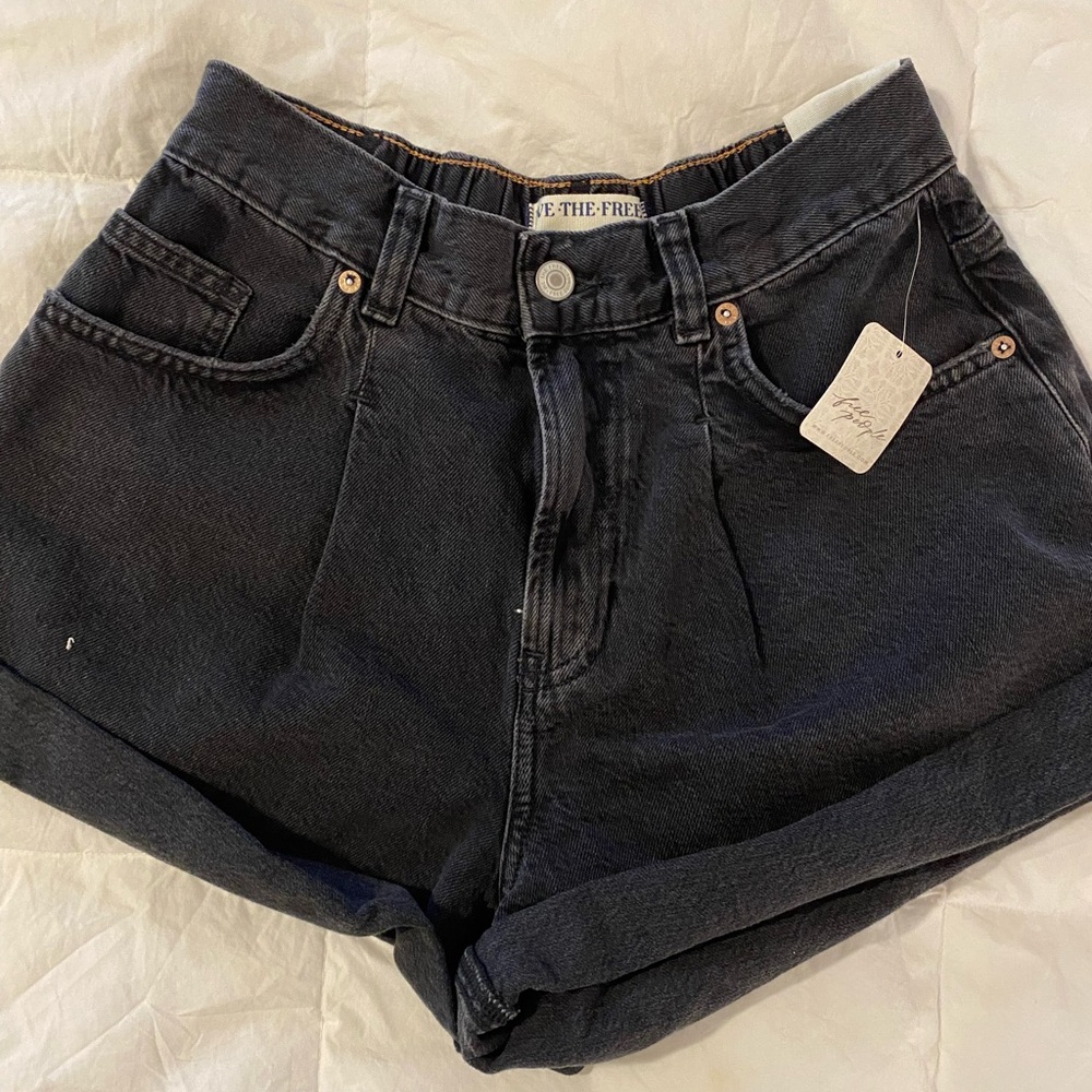 Free People Black Denim Shorts